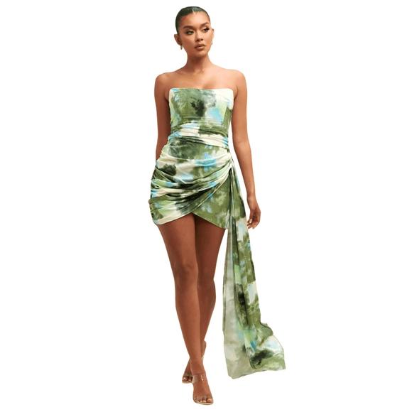 LUXXEL Dresses & Skirts - NEW LUXXEL tie dye drape dress in green multi